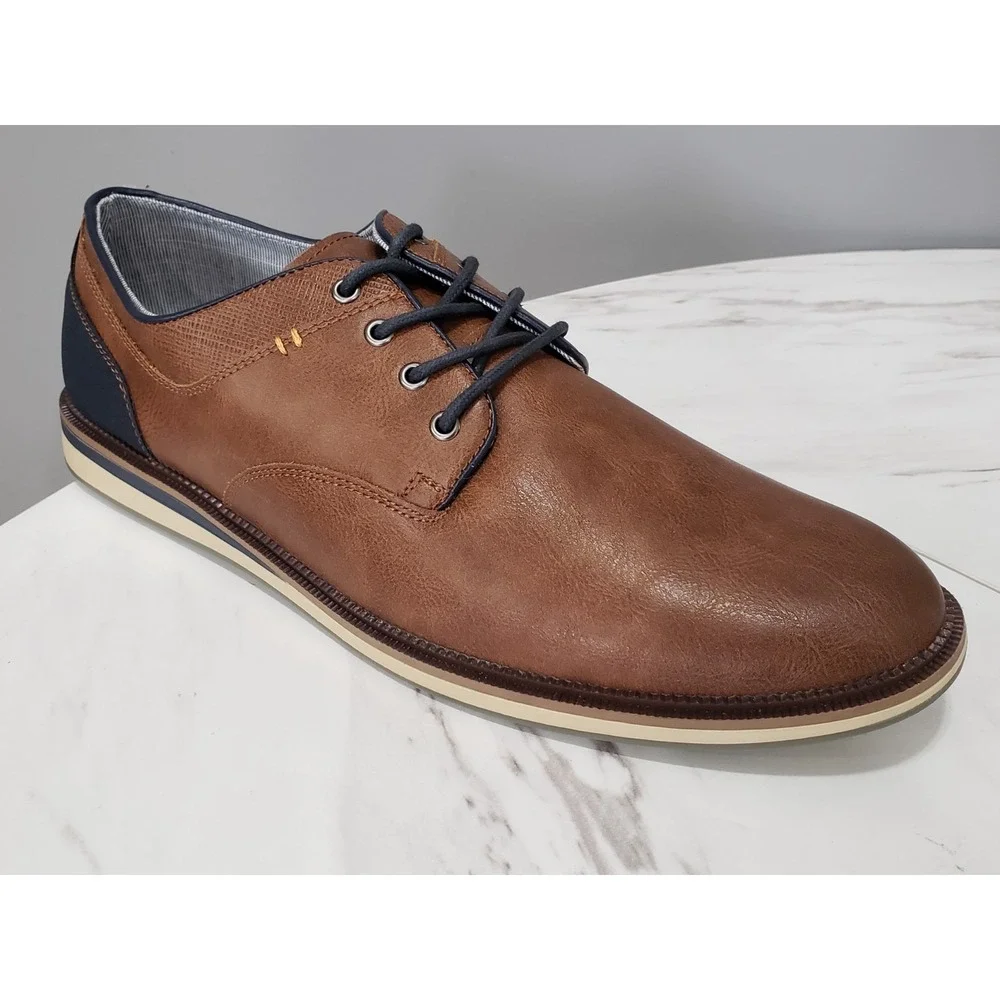 NEW NO BOX Sonoma Freer BROWN Cognac Men's Size 13 Shoes Sneaker Dress SHoe WOrk